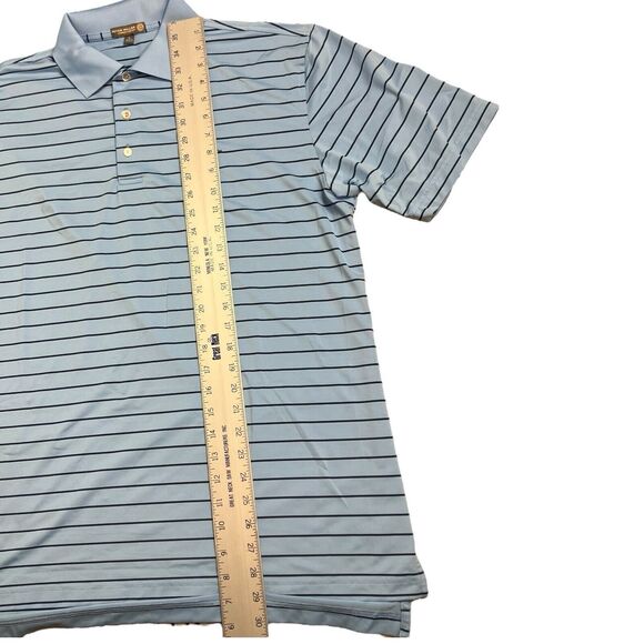 Peter Millar Polo L Blue Striped International Golf Federation Summer Comfort - Picture 3 of 9